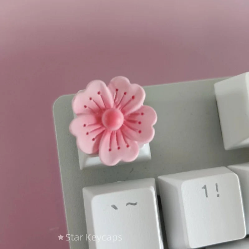 Custom Pink Kawaii Sakura Keyboard Keycaps Flower Artisan Key Caps for Cross Shaft Mechanical Keyboard Game Accessories