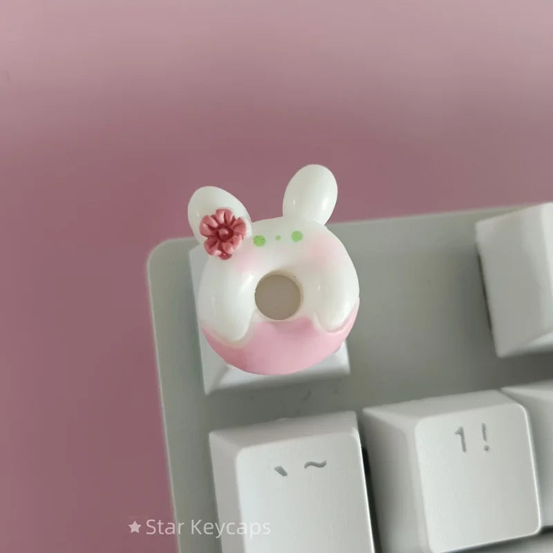 Custom Pink Kawaii Sakura Keyboard Keycaps Flower Artisan Key Caps for Cross Shaft Mechanical Keyboard Game Accessories