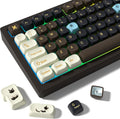 MOA Profile PBT Keycaps,132 Keys Janese Style Keycap Set with Cute Icons, Dye-Sublimation, MOA Profile,Cream Brown Theme for Most 60% 65% 75% 80% 100% US Layout Cherry MX Switches Mechanical Keyboard