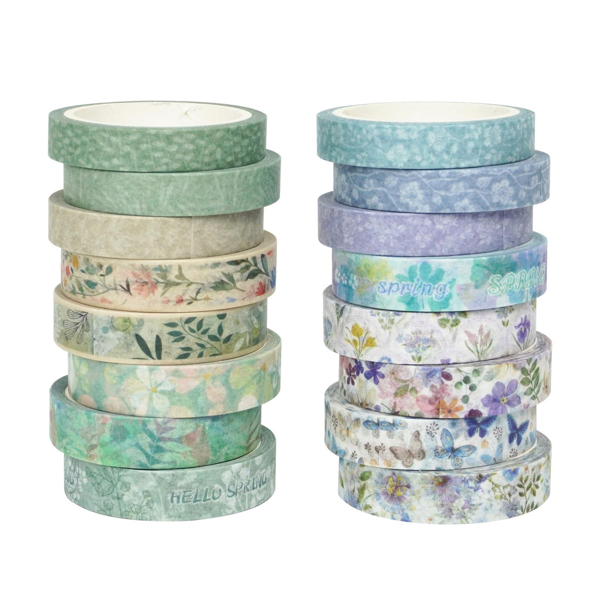 Floral Washi Tape 16 Rolls,Flower Spring Decorative Paper Sticker