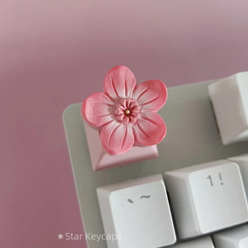 Custom Pink Kawaii Sakura Keyboard Keycaps Flower Artisan Key Caps for Cross Shaft Mechanical Keyboard Game Accessories