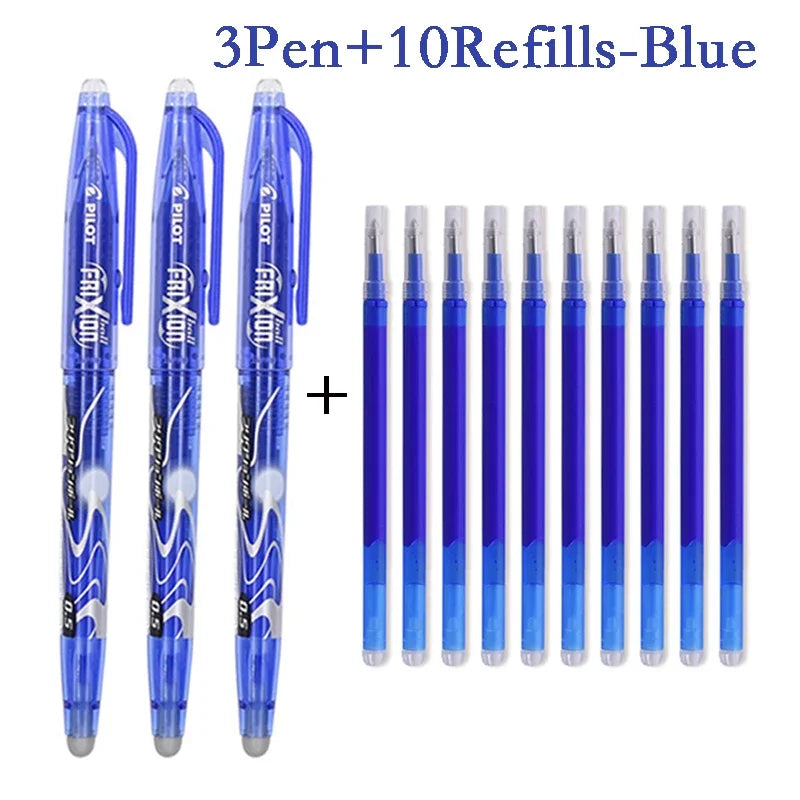 Pilot Frixion Pen Erasable Gel Pen Set 0.5Mm Blue/Black/Red Replaceable Refill Student Writing Tool Supplies Japanese Stationery