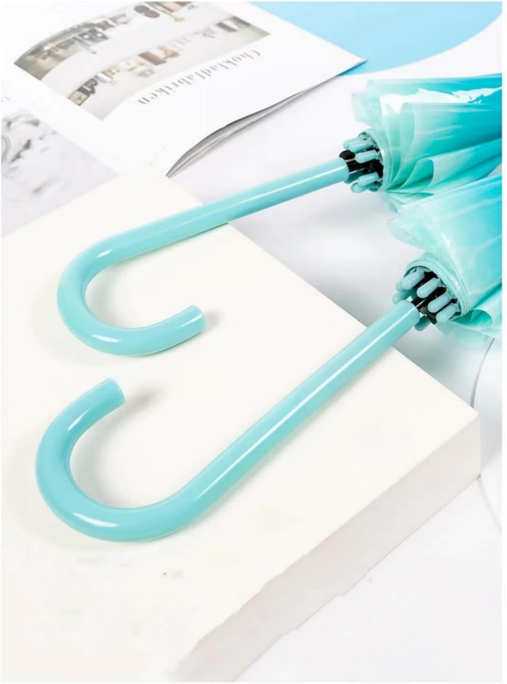 Jellyfish Transparent Umbrella, Romantic Creative Cute Automatic Open J Hook Handle Clear Umbrella Set, Birthday Gift Christmas Gift