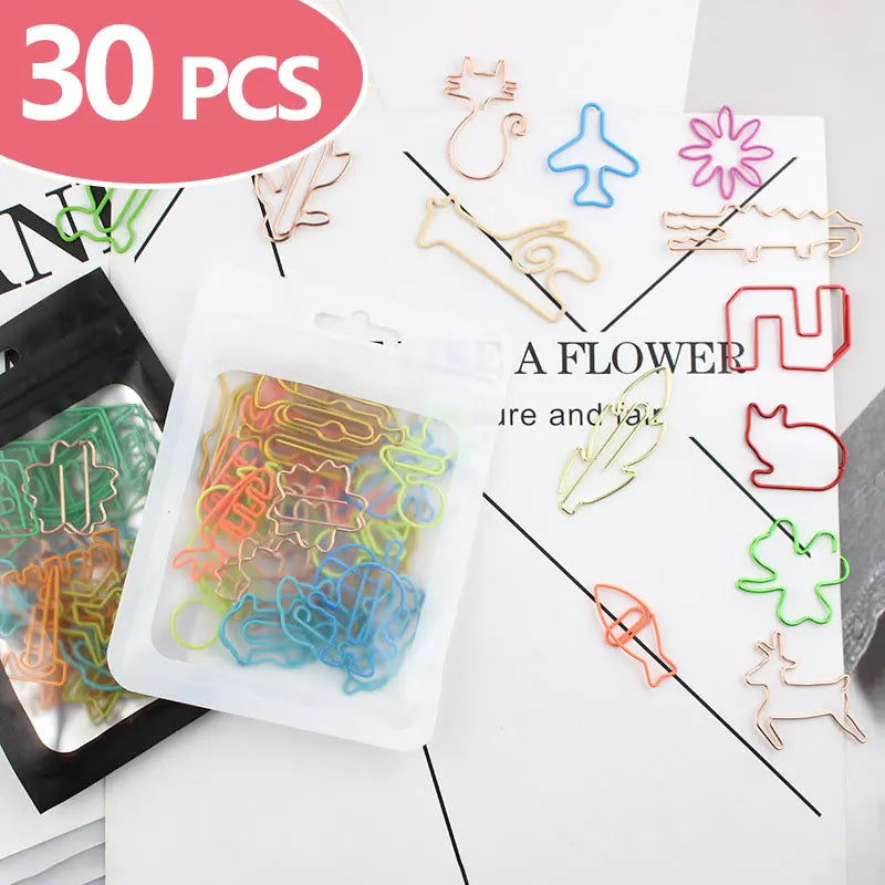 30 PCS Kawaii Paper Clips Bookmark Stationery Scrapbook Gadget School Supplies Office Cute Desk Orgainzer Accessories