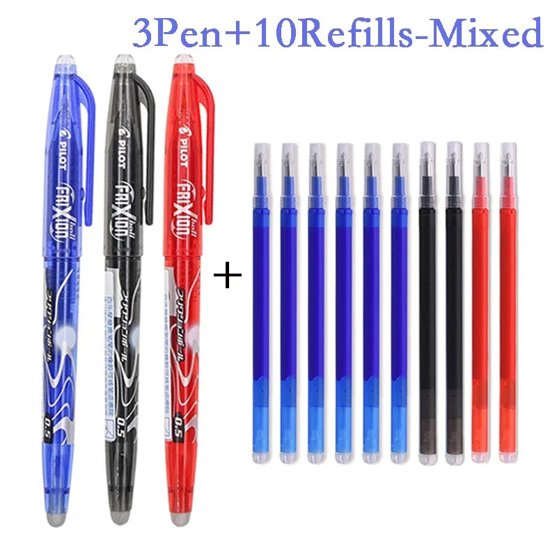 Pilot Frixion Pen Erasable Gel Pen Set 0.5Mm Blue/Black/Red Replaceable Refill Student Writing Tool Supplies Japanese Stationery