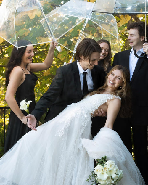 Clear Bubble Umbrella, Auto Open, See-Through, Ivory Trim