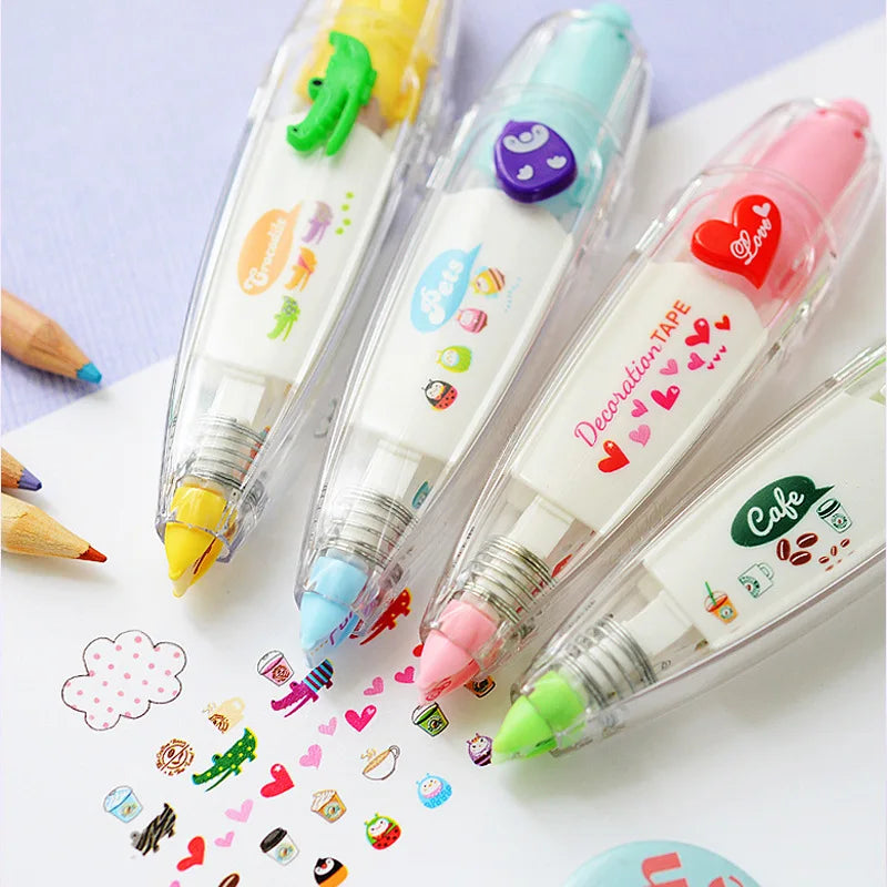 Kawaii Animals Cat Dog Owl Crocodile Flower Press Type Decorative Correction Tape Diary Stationery School Supply