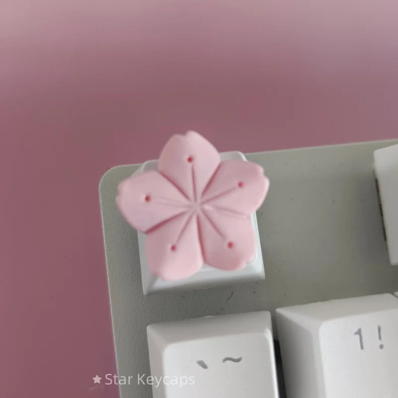 Custom Pink Kawaii Sakura Keyboard Keycaps Flower Artisan Key Caps for Cross Shaft Mechanical Keyboard Game Accessories