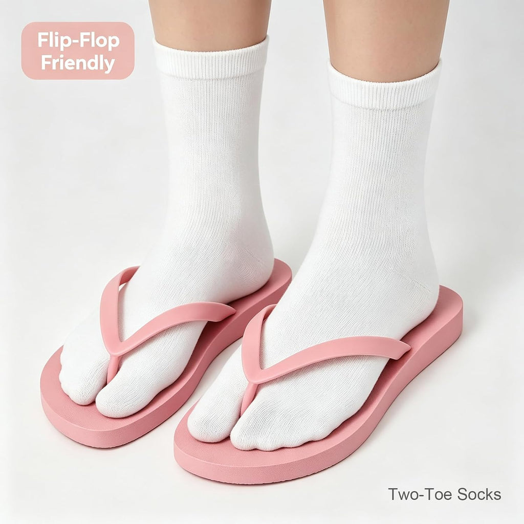 4Pairs Japanese Flip Flop Tabi Socks, Elastic Cotton Split Toe Sock