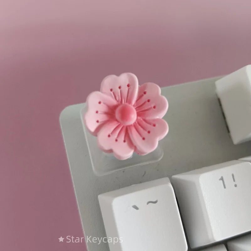 Custom Pink Kawaii Sakura Keyboard Keycaps Flower Artisan Key Caps for Cross Shaft Mechanical Keyboard Game Accessories