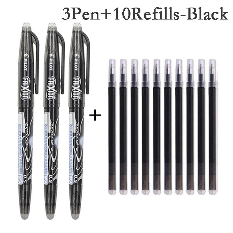 Pilot Frixion Pen Erasable Gel Pen Set 0.5Mm Blue/Black/Red Replaceable Refill Student Writing Tool Supplies Japanese Stationery