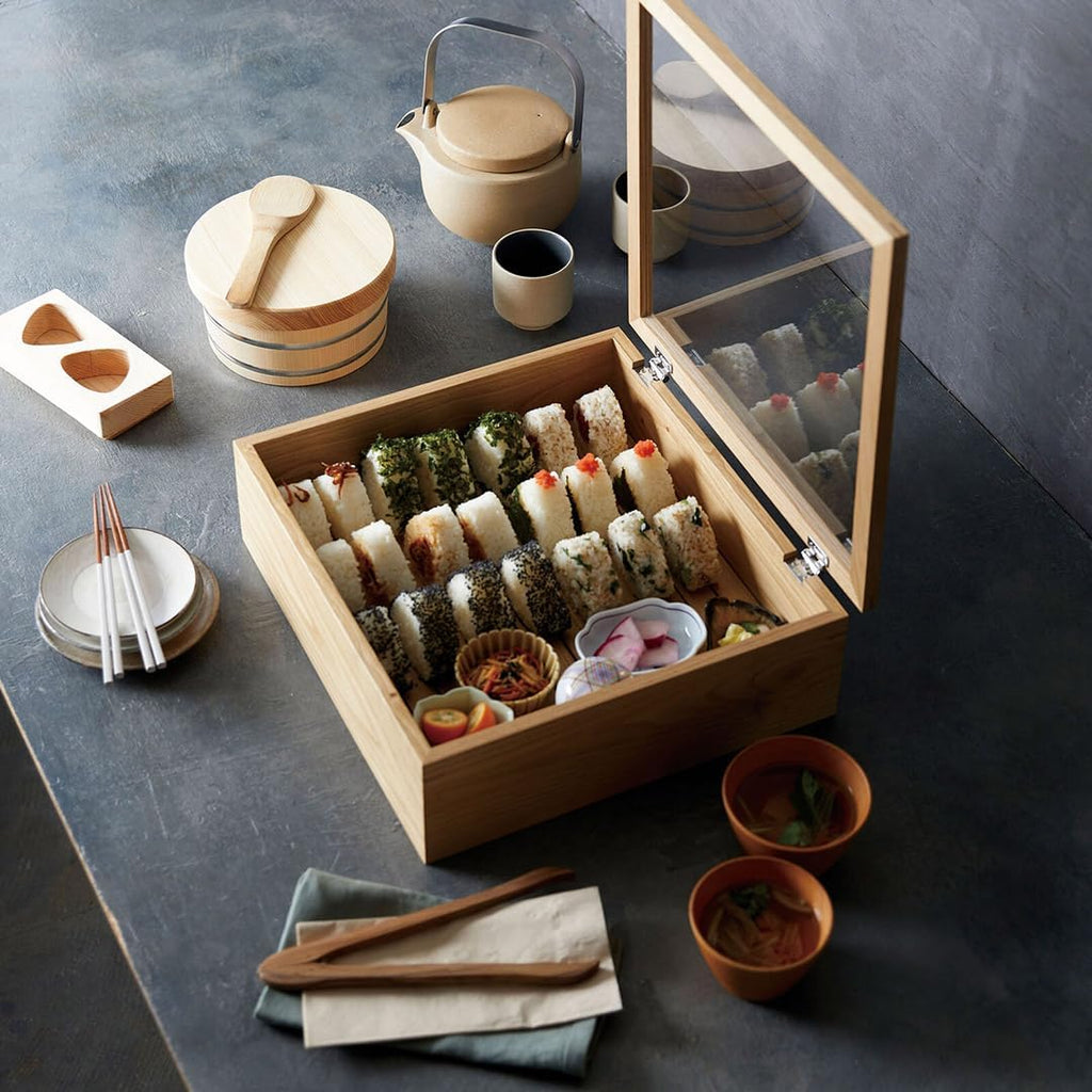 Wooden Onigiri Mold Musubi Maker Japanese Rice Ball Press Hinoki Japanese Cypress Onigiri Mold Tray Made in Japan (Type1 5 Molds)