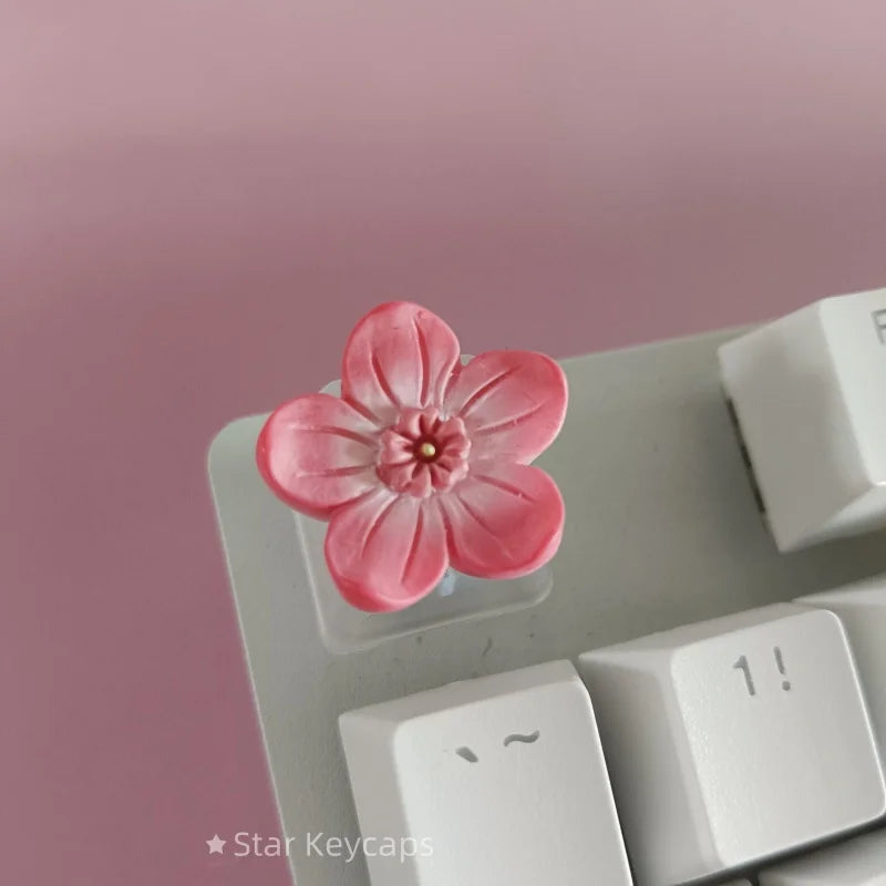 Custom Pink Kawaii Sakura Keyboard Keycaps Flower Artisan Key Caps for Cross Shaft Mechanical Keyboard Game Accessories