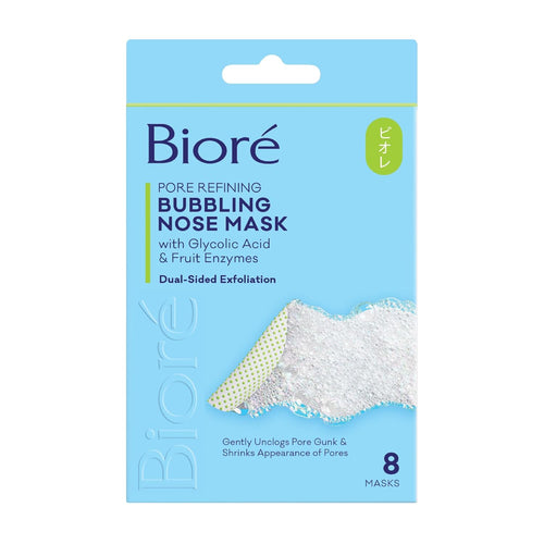 Biore Pore Refining Bubbling Nose Mask, Glycolic Acid Exfoliant, 8 Ct