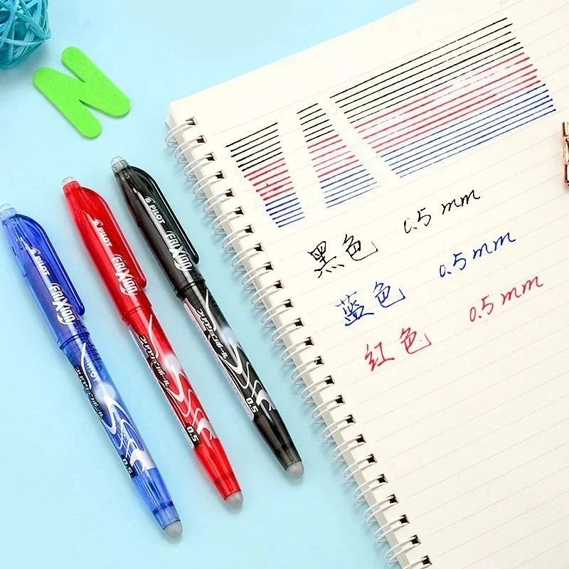 Pilot Frixion Pen Erasable Gel Pen Set 0.5Mm Blue/Black/Red Replaceable Refill Student Writing Tool Supplies Japanese Stationery