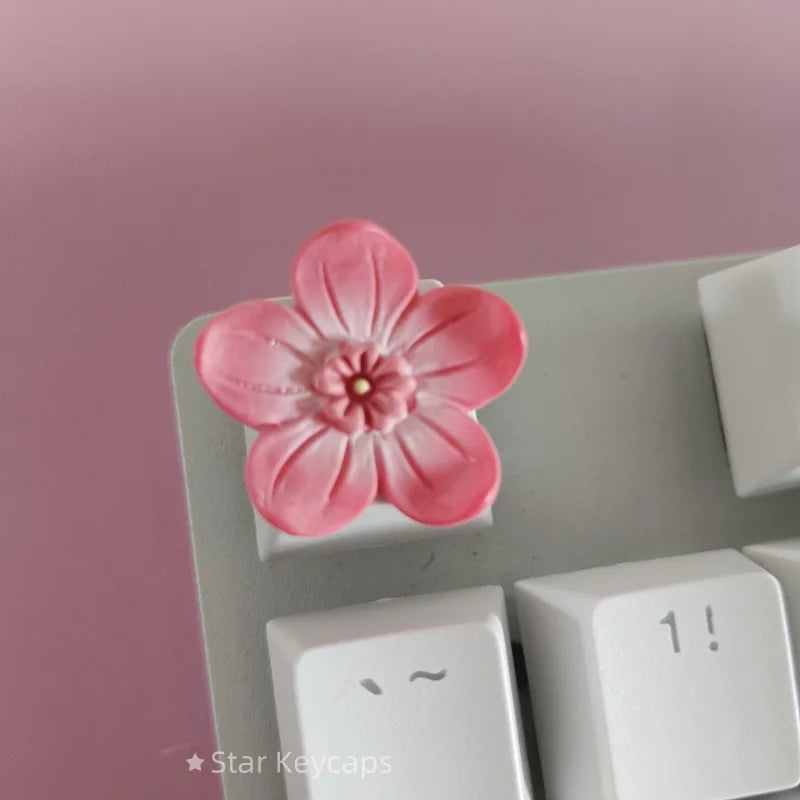 Custom Pink Kawaii Sakura Keyboard Keycaps Flower Artisan Key Caps for Cross Shaft Mechanical Keyboard Game Accessories