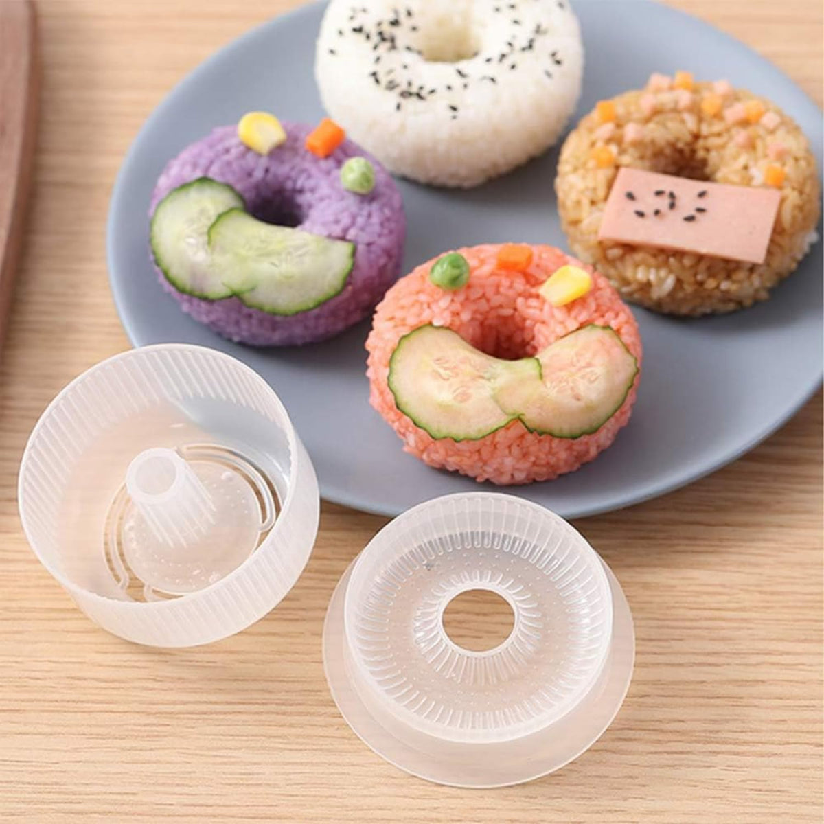 10 Pcs Onigiri Mold Set, Rice Mold Musubi Maker Mold Kit, Non Stick Musubi Maker Press Rice Ball Mold Shaker Donut Shaper Sushi Maker Tool for Kids Bento Lunch and Home DIY