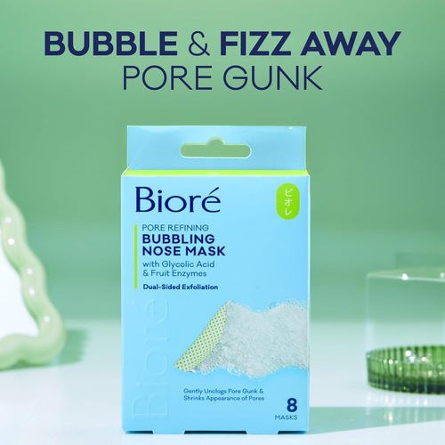 Biore Pore Refining Bubbling Nose Mask, Glycolic Acid Exfoliant, 8 Ct