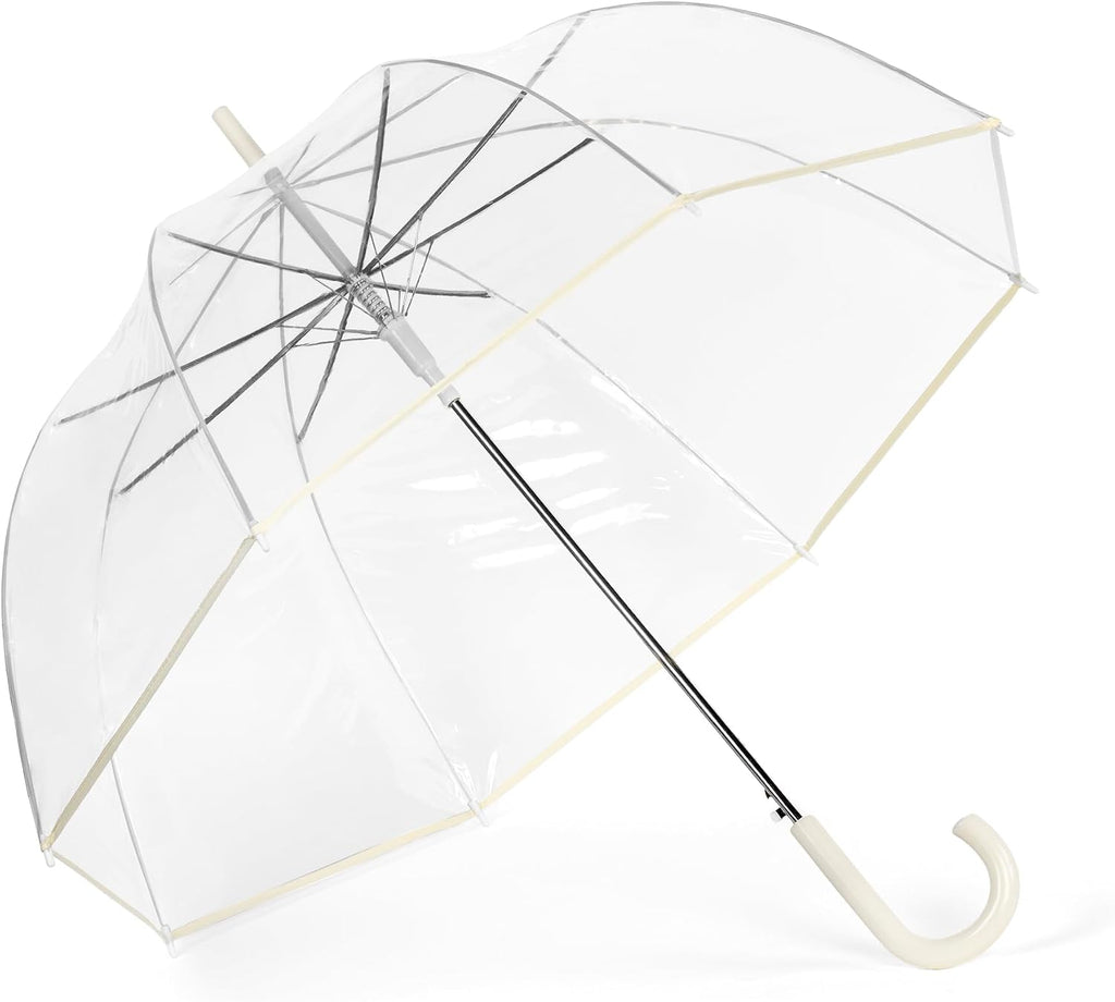 Clear Bubble Umbrella, Auto Open, See-Through, Ivory Trim