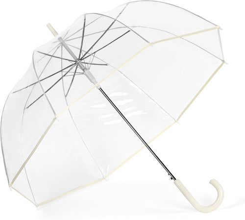 Clear Bubble Umbrella, Auto Open, See-Through, Ivory Trim