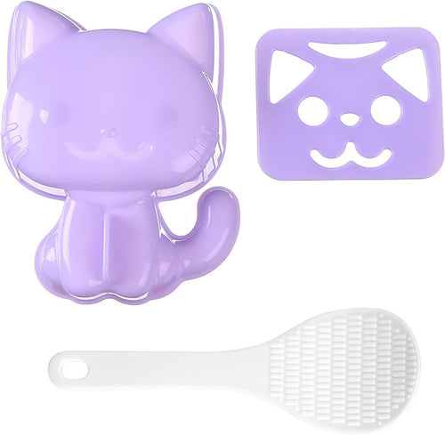 Cat Onigiri Mold - Sushi Making Kit, Cute Cartoon Rice Ball Mold, Kid Lunch Bento Accessories, Seaweed Embossed Board