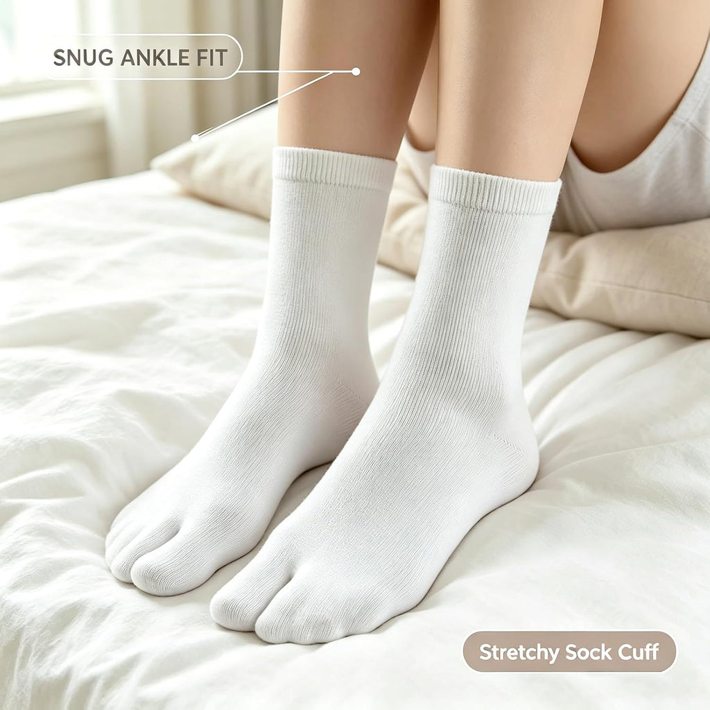 4Pairs Japanese Flip Flop Tabi Socks, Elastic Cotton Split Toe Sock
