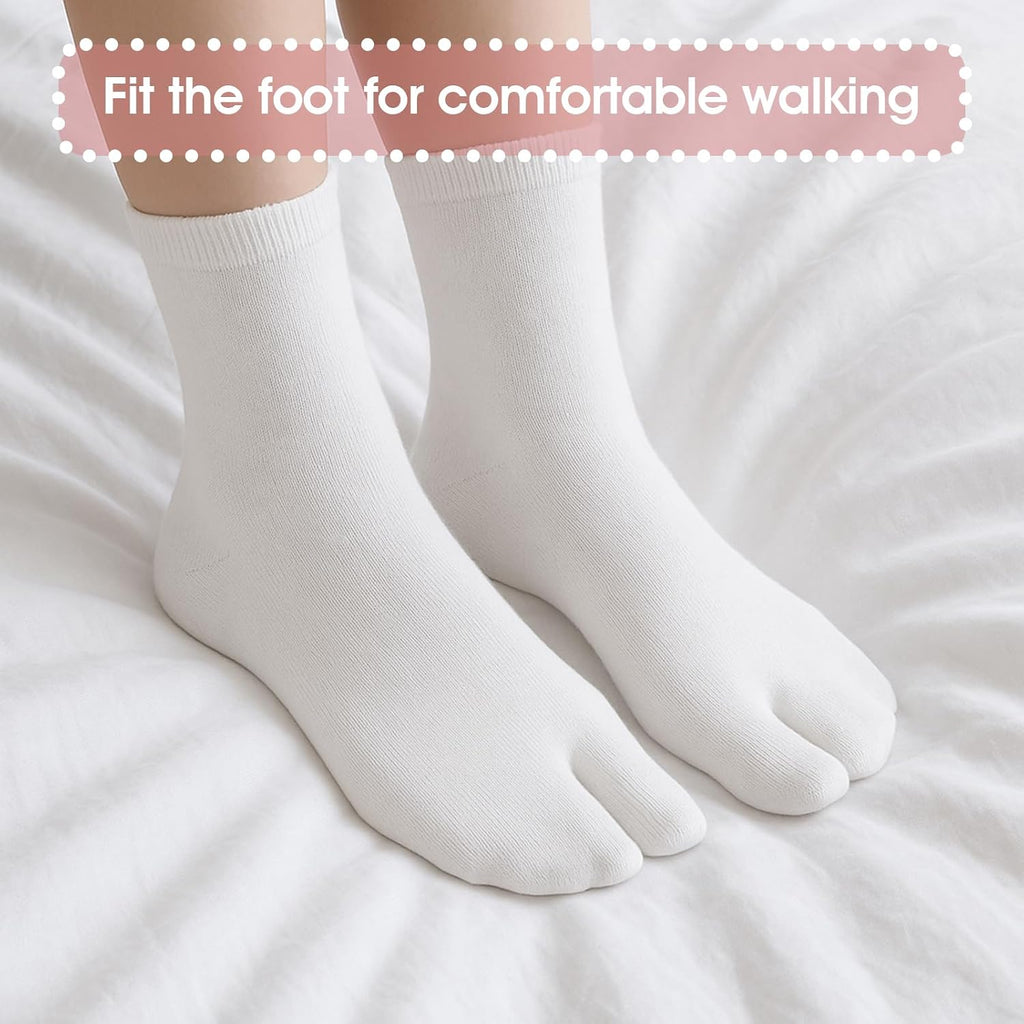 4Pairs Japanese Flip Flop Tabi Socks, Elastic Cotton Split Toe Sock