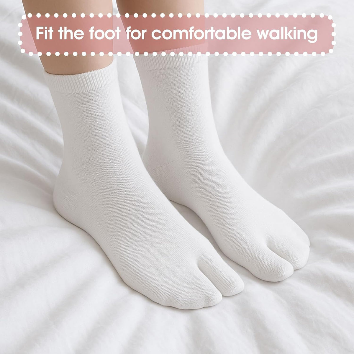 4Pairs Japanese Flip Flop Tabi Socks, Elastic Cotton Split Toe Sock