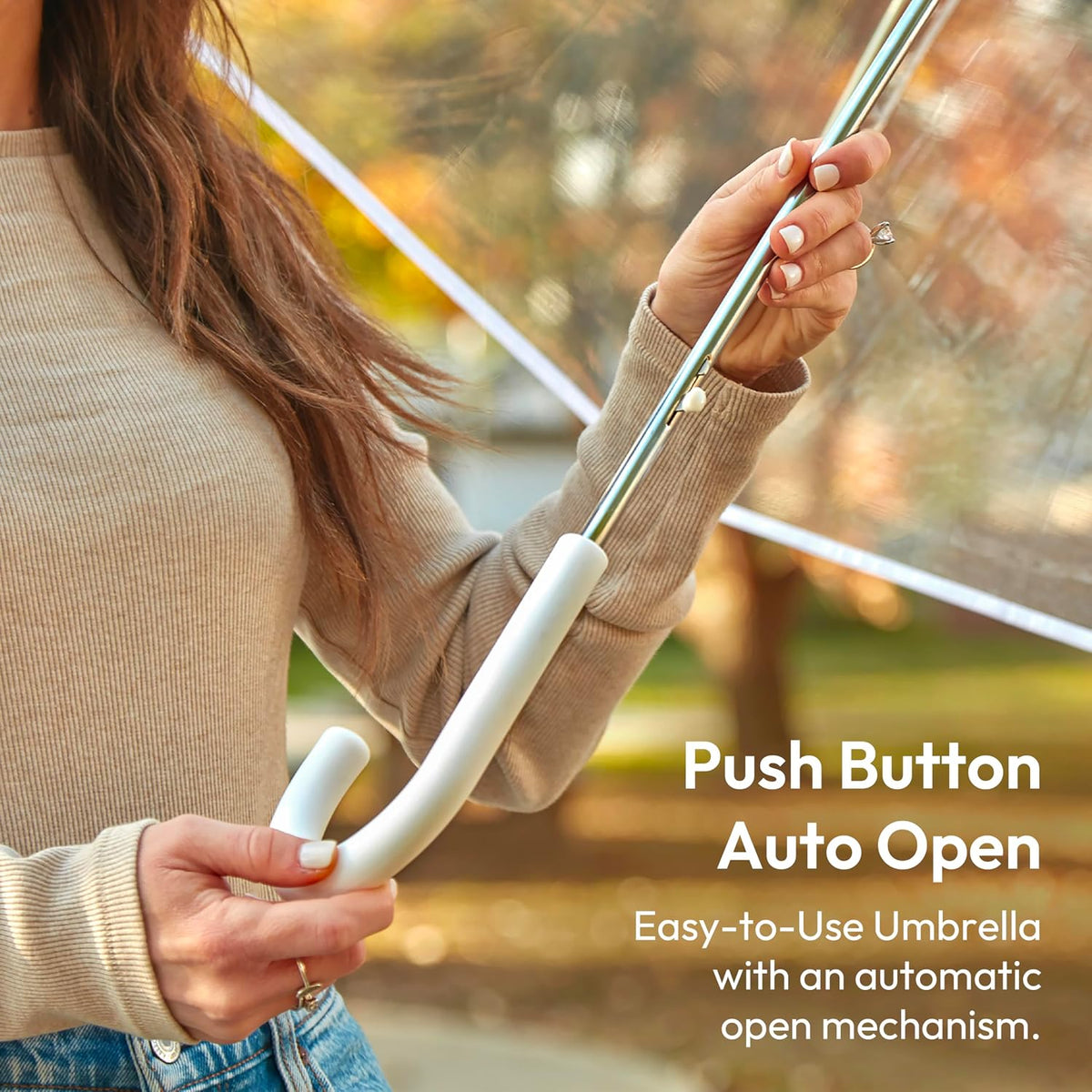 Adult Clear Bubble Rain Umbrella with Dome Canopy and Lightweight Wind and Rain Protection