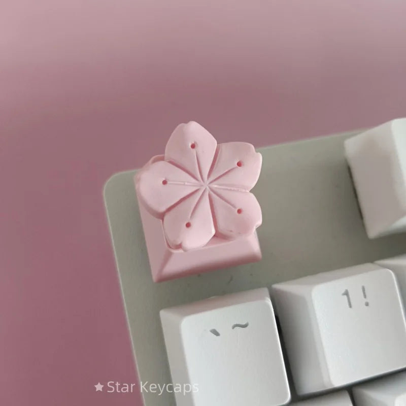 Custom Pink Kawaii Sakura Keyboard Keycaps Flower Artisan Key Caps for Cross Shaft Mechanical Keyboard Game Accessories