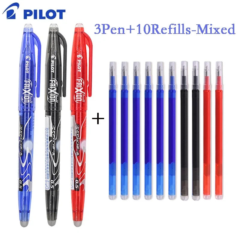 Pilot Frixion Pen Erasable Gel Pen Set 0.5Mm Blue/Black/Red Replaceable Refill Student Writing Tool Supplies Japanese Stationery