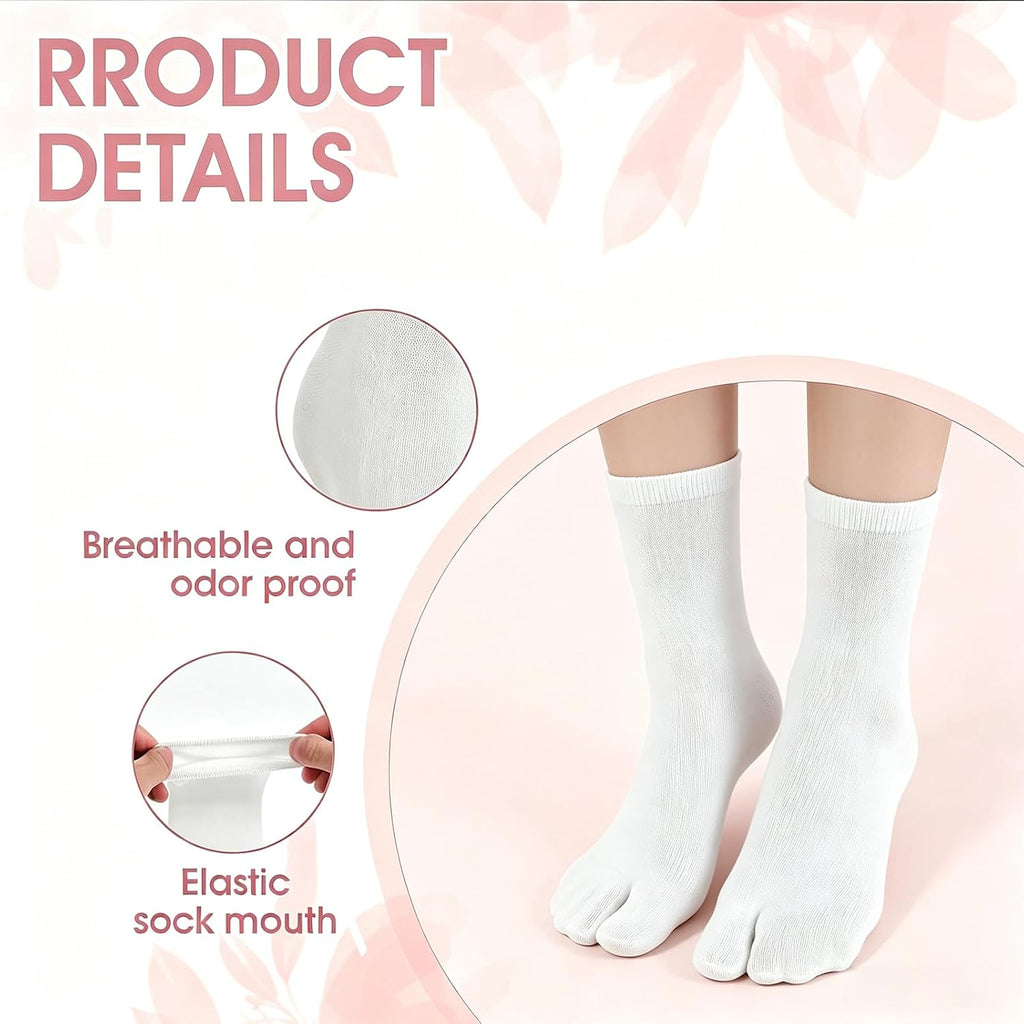 4Pairs Japanese Flip Flop Tabi Socks, Elastic Cotton Split Toe Sock