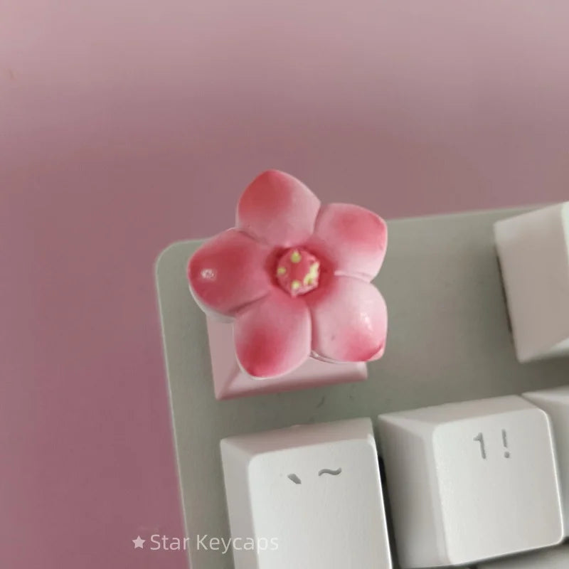 Custom Pink Kawaii Sakura Keyboard Keycaps Flower Artisan Key Caps for Cross Shaft Mechanical Keyboard Game Accessories