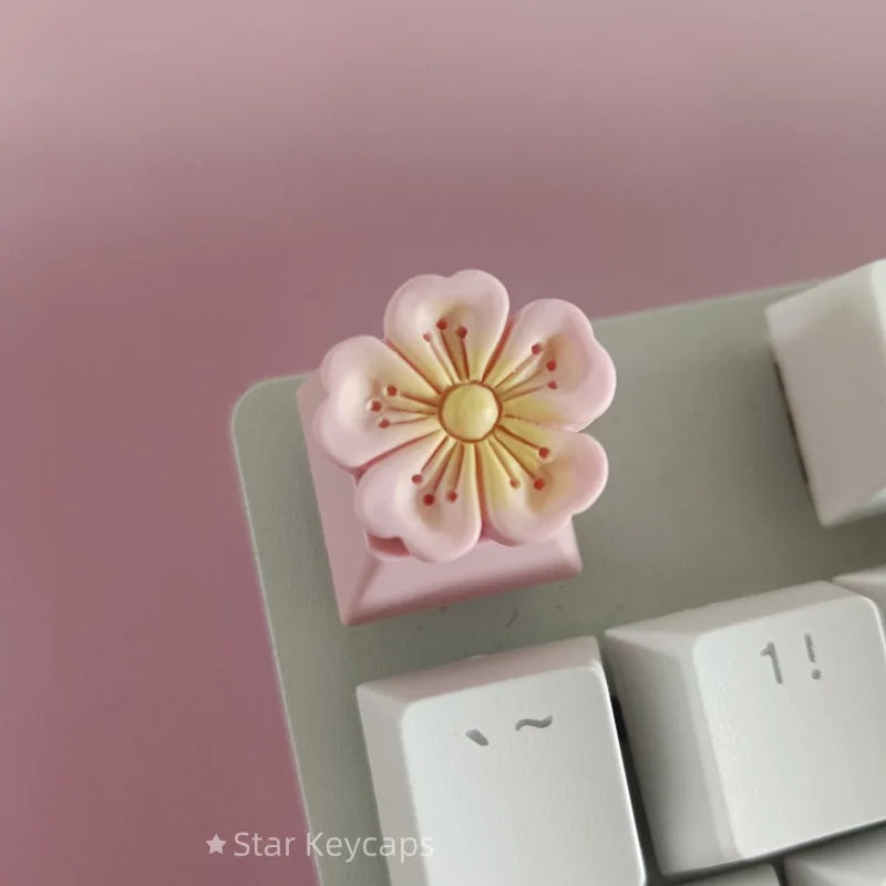 Custom Pink Kawaii Sakura Keyboard Keycaps Flower Artisan Key Caps for Cross Shaft Mechanical Keyboard Game Accessories