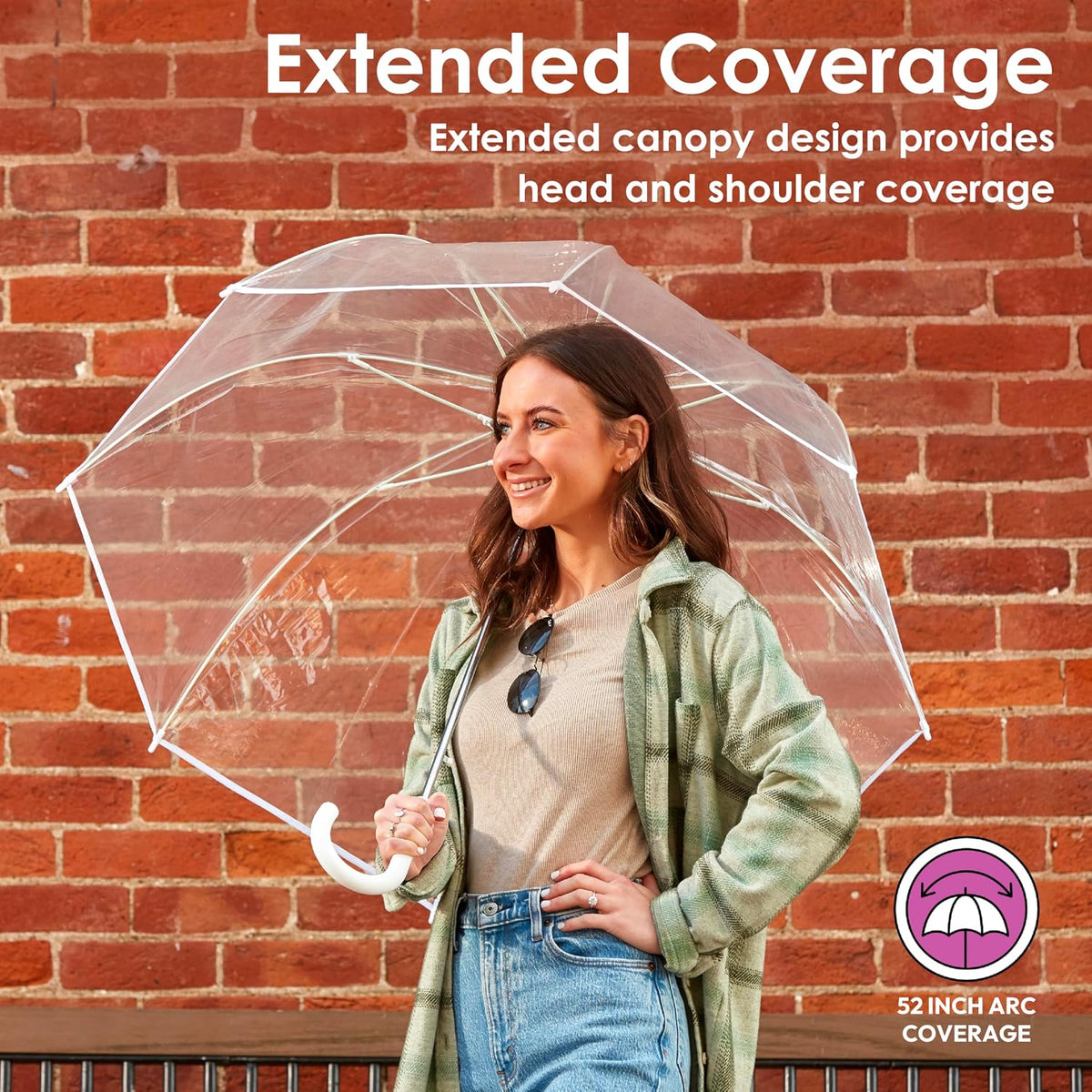 Adult Clear Bubble Rain Umbrella with Dome Canopy and Lightweight Wind and Rain Protection