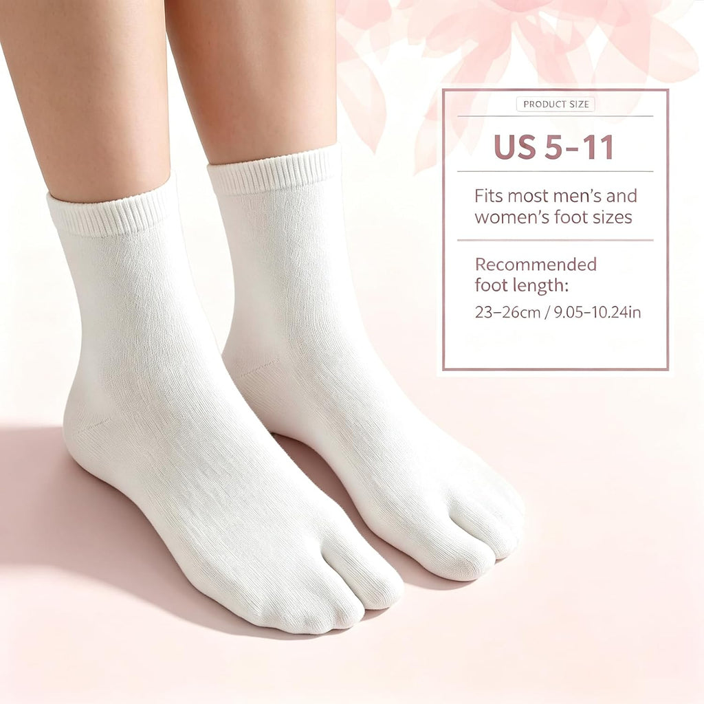 4Pairs Japanese Flip Flop Tabi Socks, Elastic Cotton Split Toe Sock