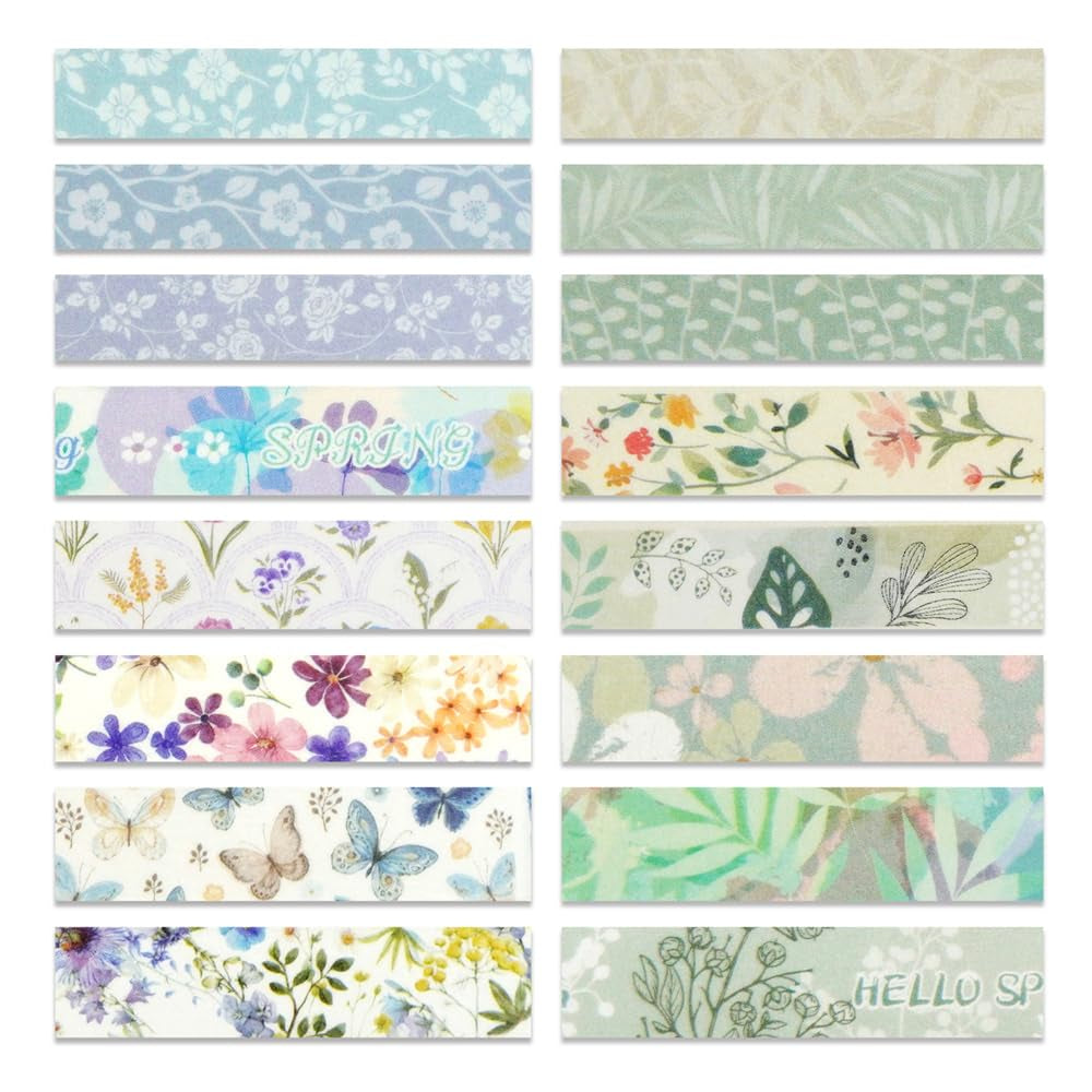 Floral Washi Tape 16 Rolls,Flower Spring Decorative Paper Sticker