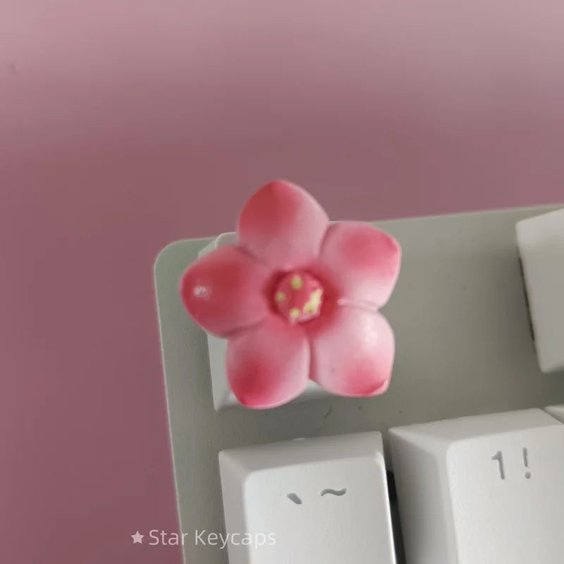 Custom Pink Kawaii Sakura Keyboard Keycaps Flower Artisan Key Caps for Cross Shaft Mechanical Keyboard Game Accessories