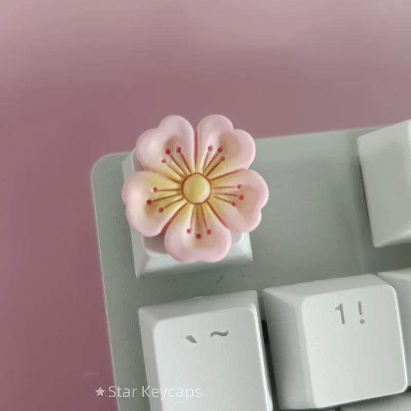 Custom Pink Kawaii Sakura Keyboard Keycaps Flower Artisan Key Caps for Cross Shaft Mechanical Keyboard Game Accessories